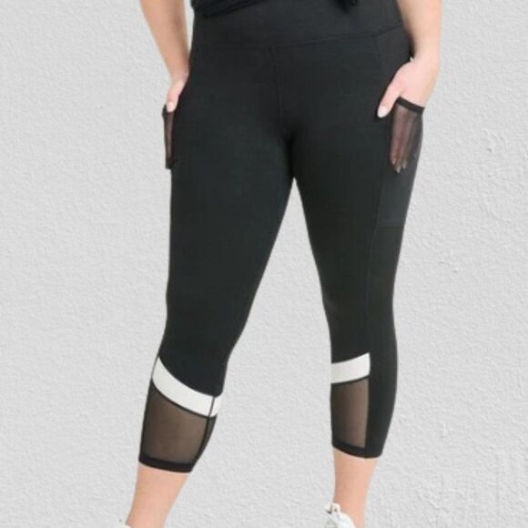 Mono B Pants - Black High Waisted Color Block Leggings  4326 NWT